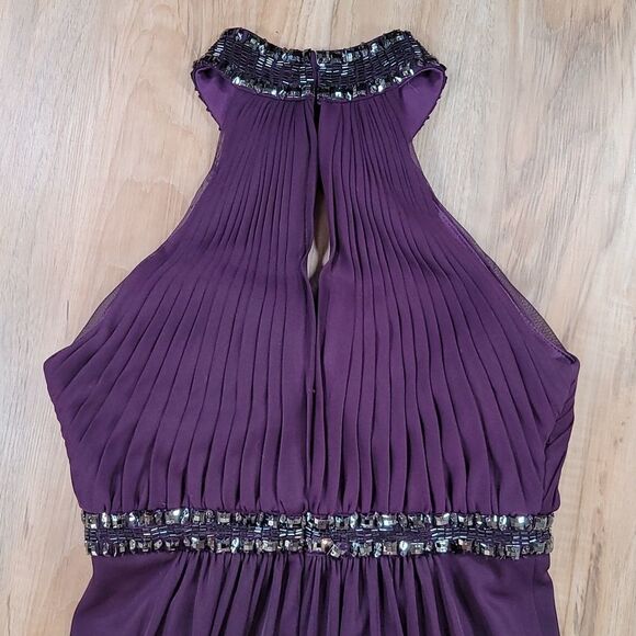 🔹️Cache Eggplant Beaded Ruched Formal Dress Size 4 - Picture 8 of 12